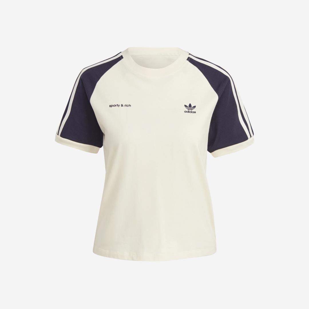 (W) Adidas x Sporty & Rich T-Shirt Cream White - KR Sizing