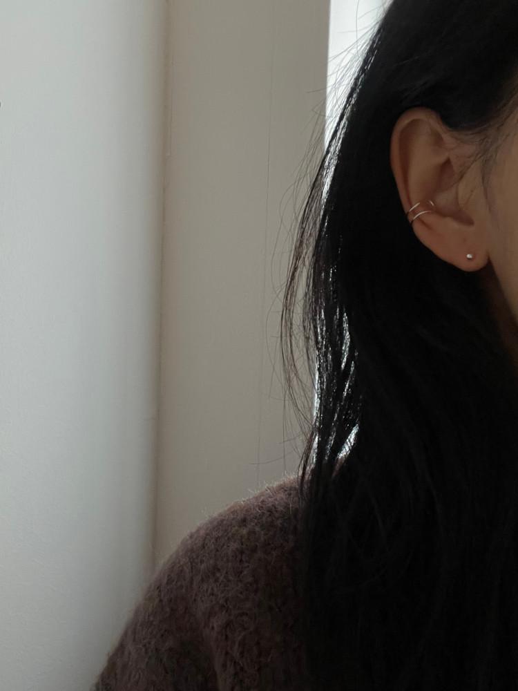 [모노로그] 데일리 심플 실버 얇은 두줄 이어커프