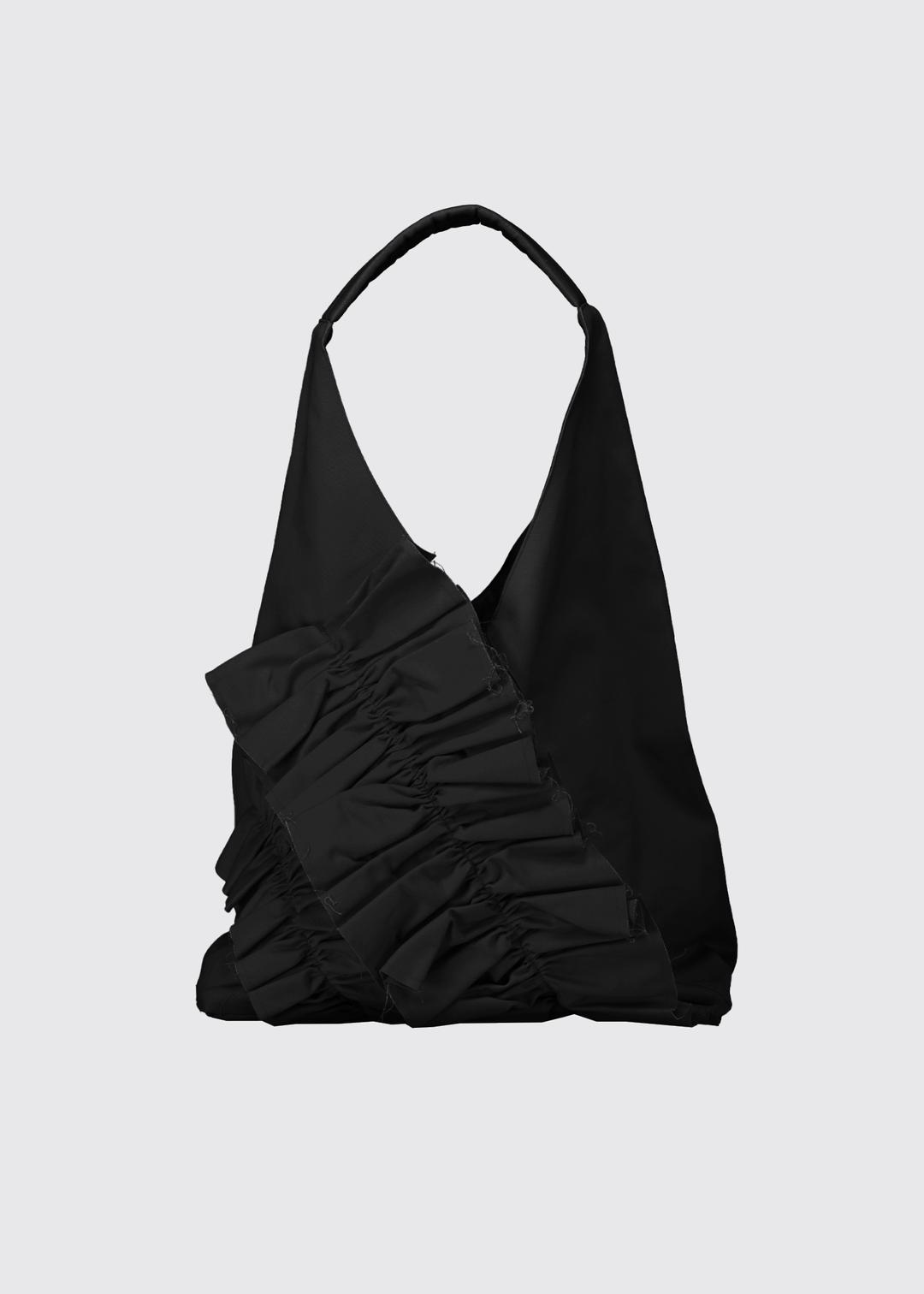 [GARAGE] COTTON ORIGAMI RUFFLE BAG - BLACK