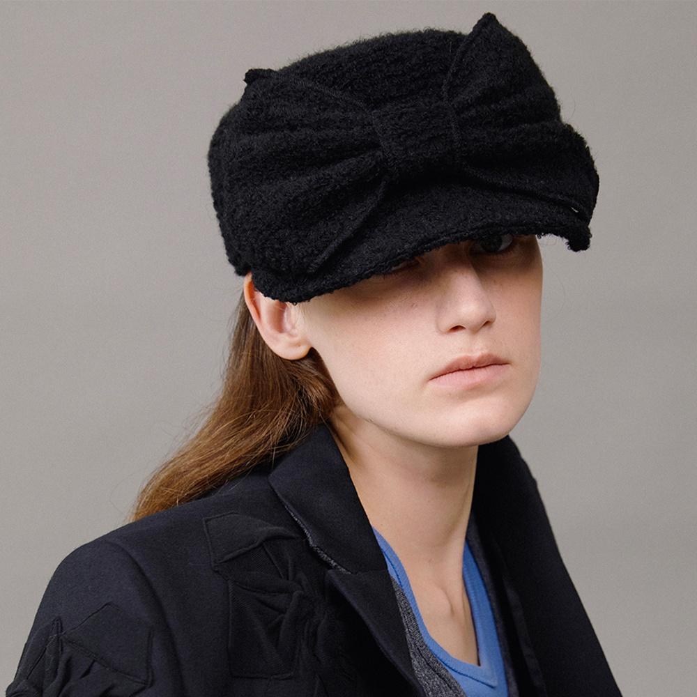 BELLBOY CAP_RIBBON_WOOL BLACK