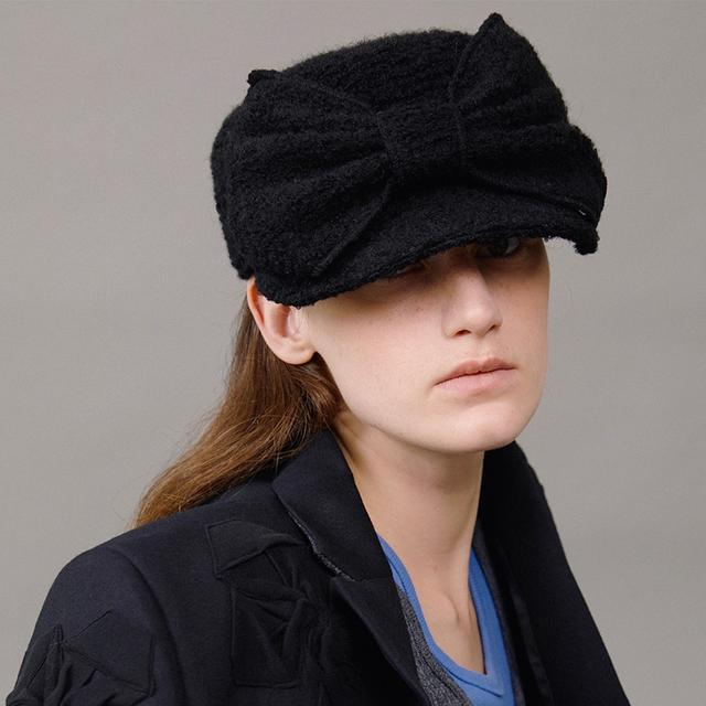 BELLBOY CAP_RIBBON_WOOL BLACK