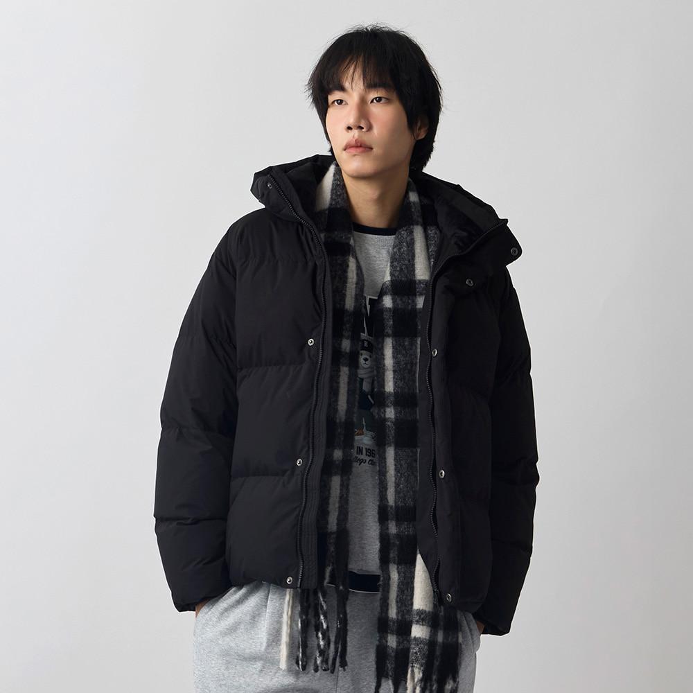 행텐 하이넥 후드 푸퍼 패딩_블랙