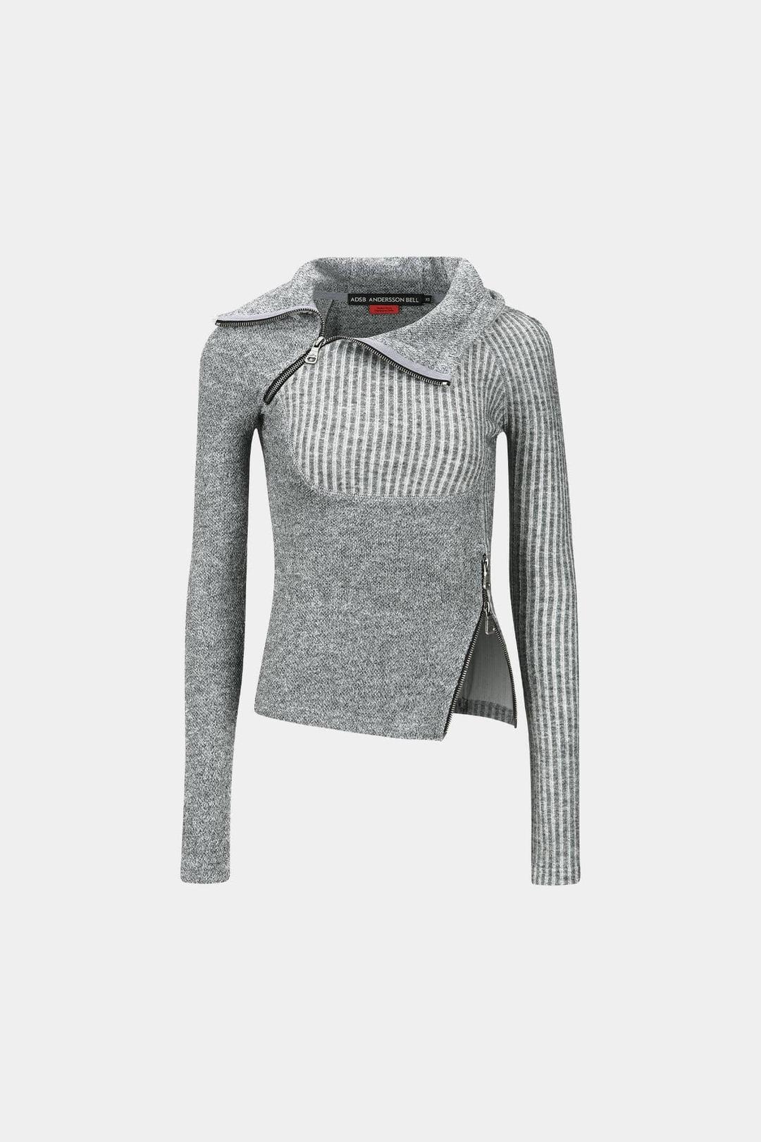 (ESSENTIAL) TIGHT RIBBED COMBINATION HOODIE atb1194w(MELANGE GREY)