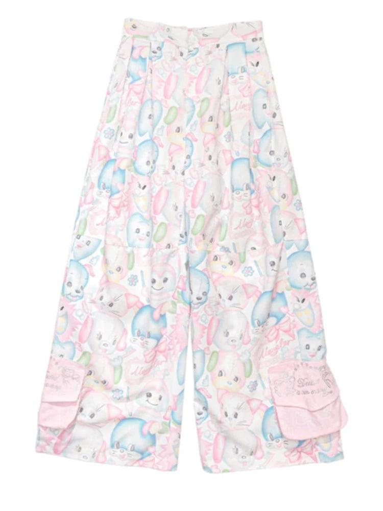 Printed wide leg pants【s0000010076】