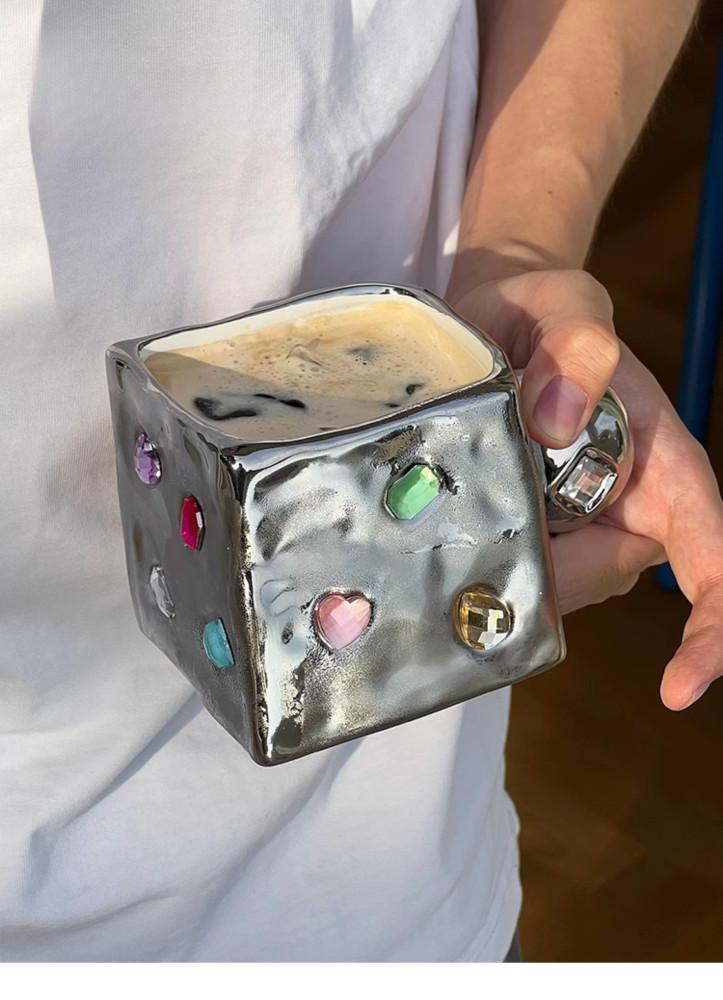 수심 Square Gems Mug(3 color) 보석 사각 머그 실버 힙한 y2k 컵