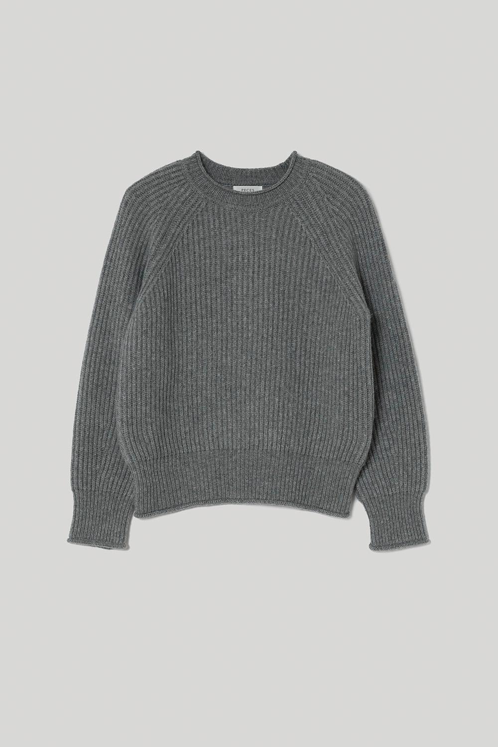 Full cardigan stitch knit (Gray)