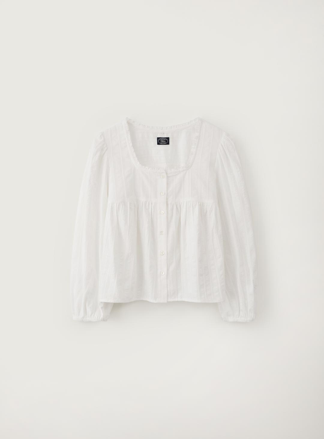 스퀘어넥 셔링 블라우스_Ivory