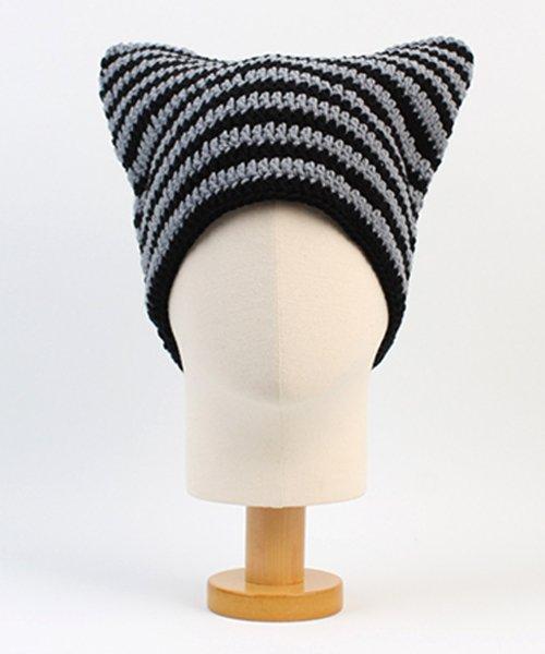 Horn Stripe Gray Beanie 뿔비니