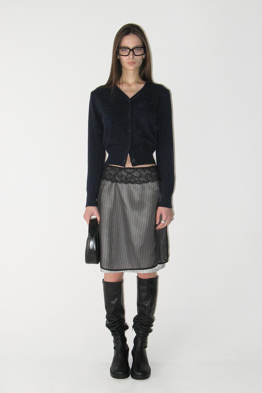 CASHMERE BASIC V-NECK CARDIGAN, NAVY