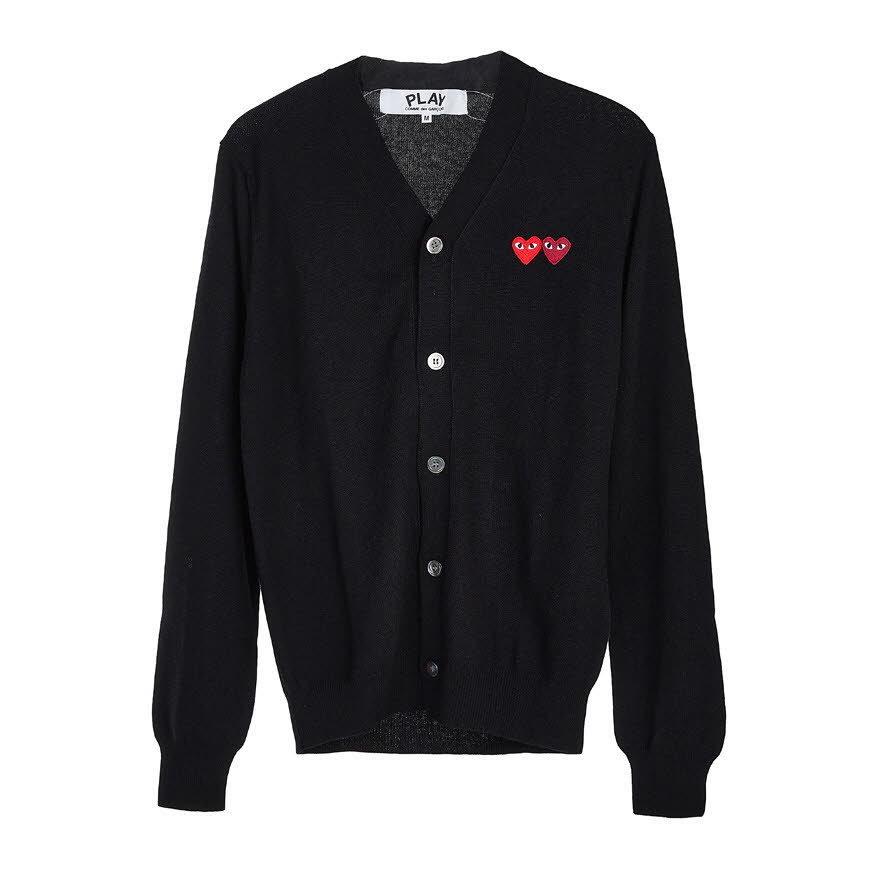 [라벨루쏘] 더블 하트 로고 울 가디건 P1N058 BLACK
