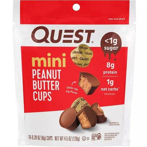 퀘스트뉴트리션 미니 피넛 버터 컵, 128g, 1개 - 밀크 초콜릿 | 쿠팡