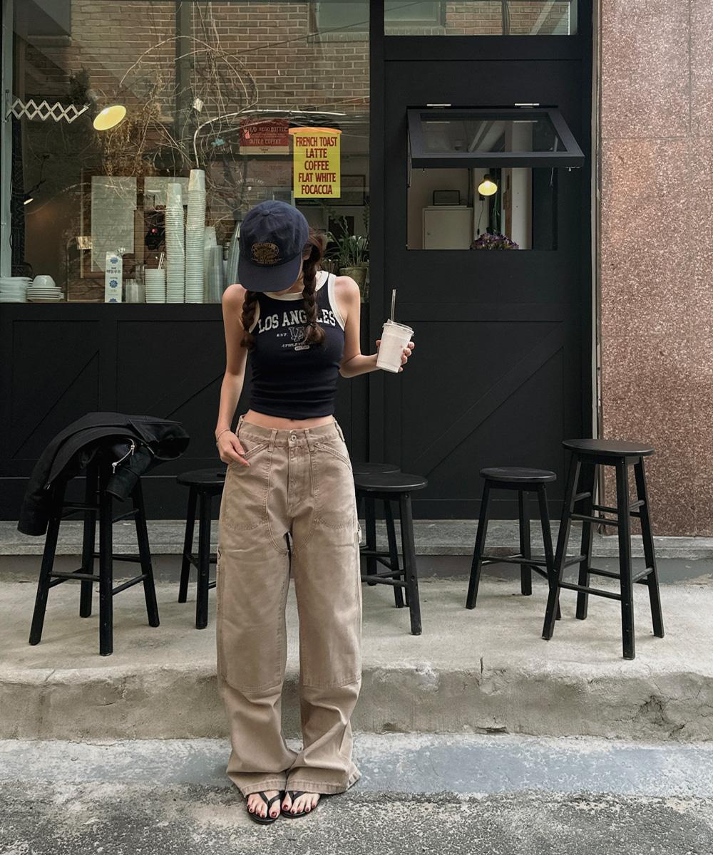 [UNISEX] 레거 에이징 카펜터 리벳 카고 팬츠 / 3color