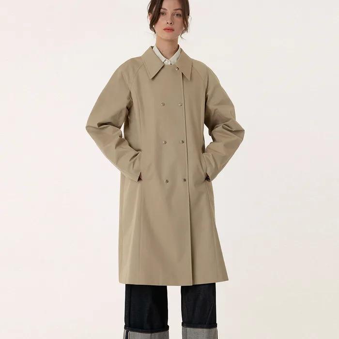 Cotton Gabardine Car Coat Greenish-Beige