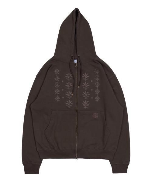 TCM ethnic hooded zip-up (brown)