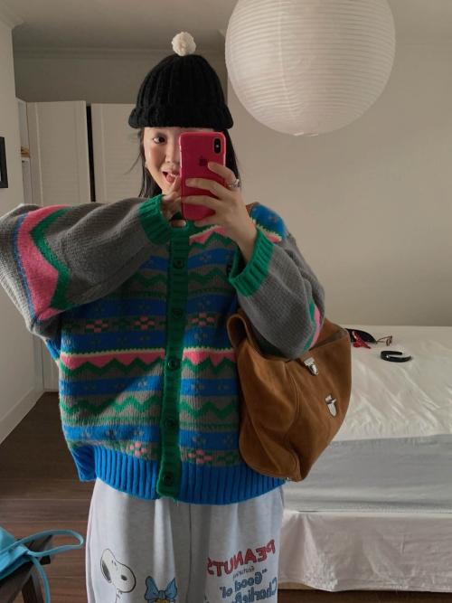 피코 자가드 가디건 - 2col