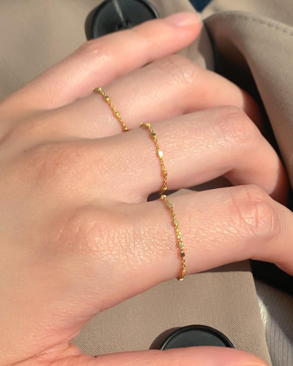 모두디자이너 실버925 베이직 심플 사각 볼 체인 레이어드 실 반지 24