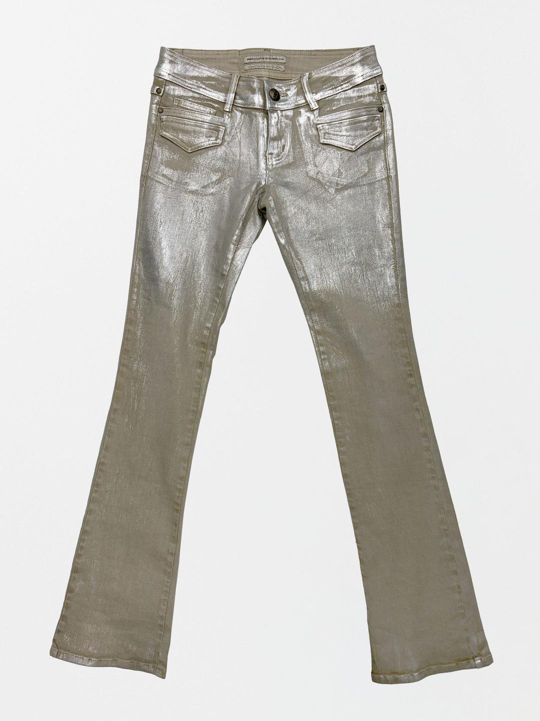 Metallic Bootcut Denim Beige/Silver