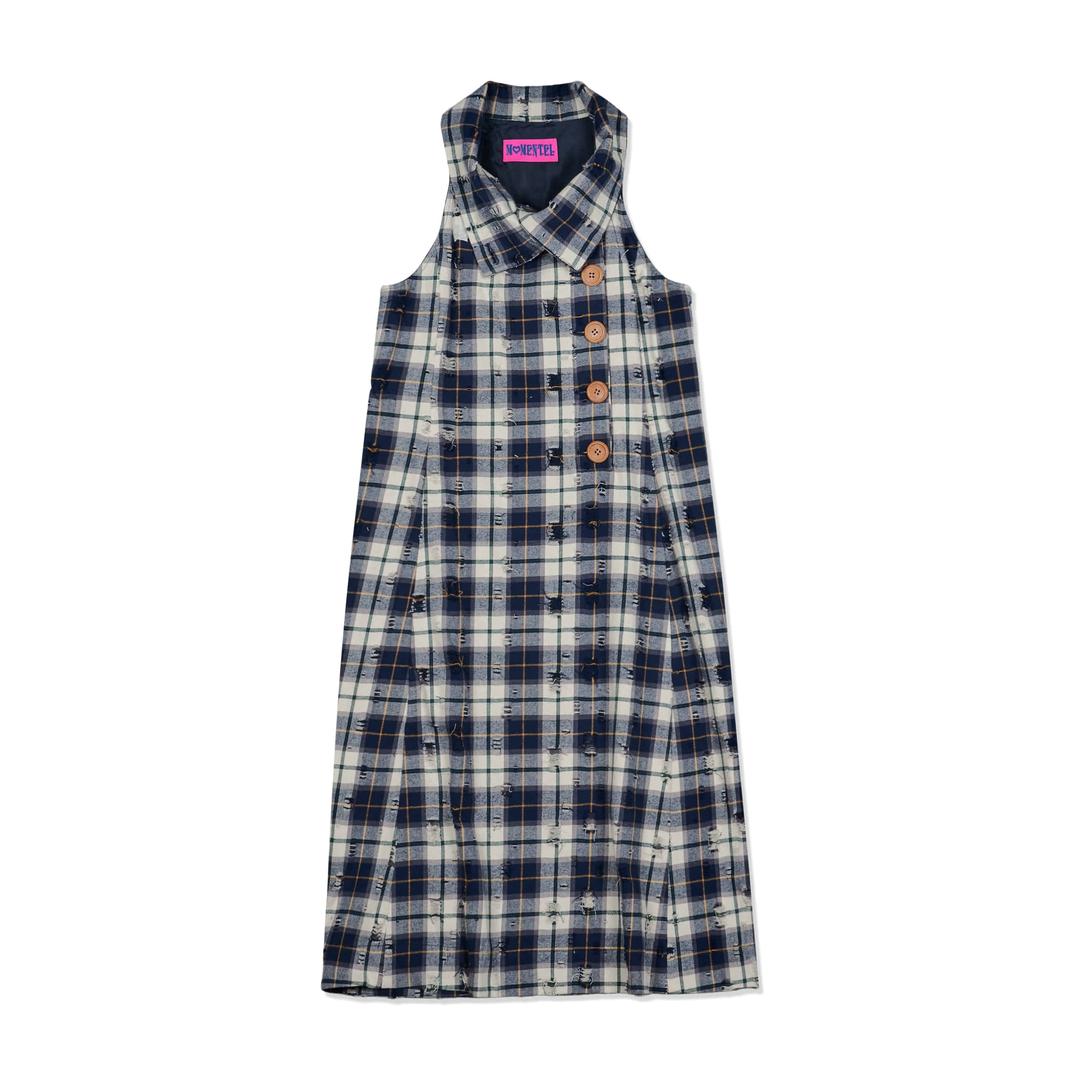 Check Damaged  One-piece [navy]