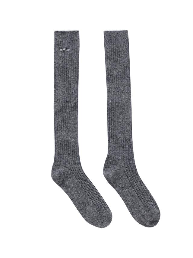 LOGO CASHMERE KNEE SOCKS_MELANGE GREY