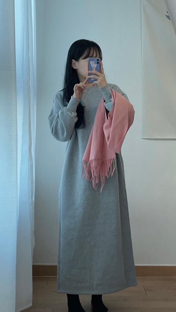 기모 데일리 맨투맨 원피스 (2color)