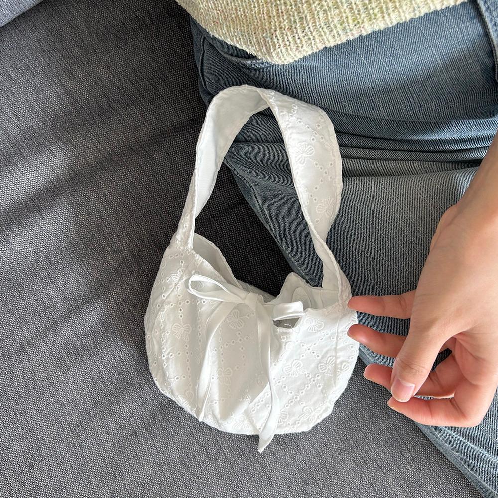 리본 자수 아일렛 에코 미니백