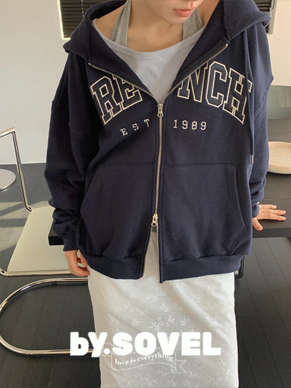 프렌치 후드 집업 3color