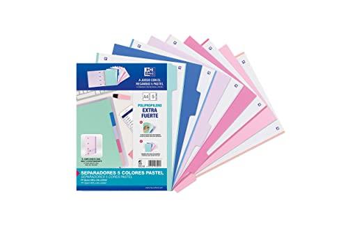 Oxford Strongline, 4 Rings A4 Divider, Opaque Plastic, 5 Positions, 4 Drills, 5 Pastel Colors