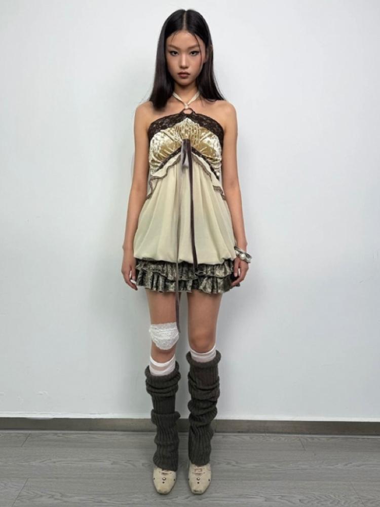Double Punch Vintage Holiday Chiffon Collar Sleeveless