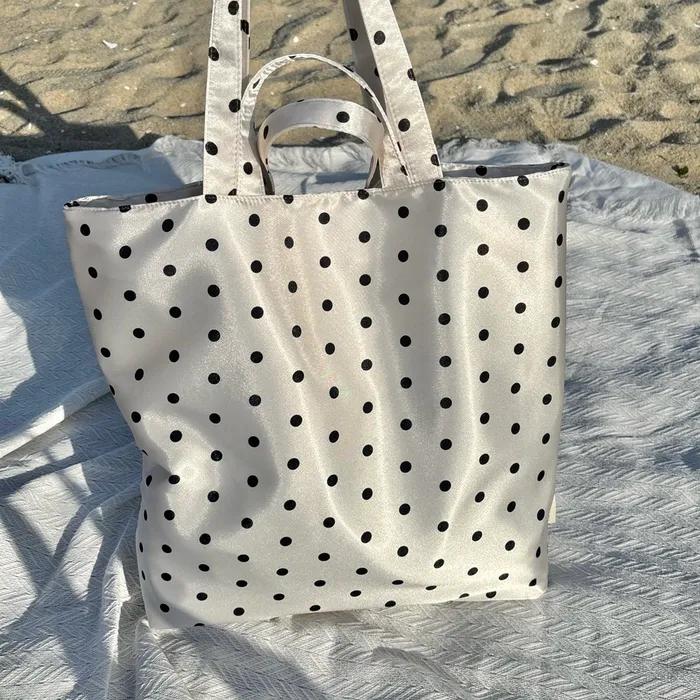 도트 새틴 라지백 (아이보리)
