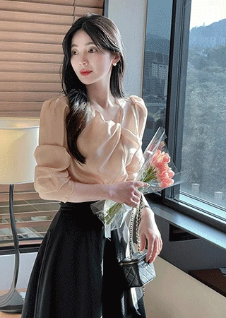 [하객룩] 오엘 꼬임 타이 블라우스(타이세트)