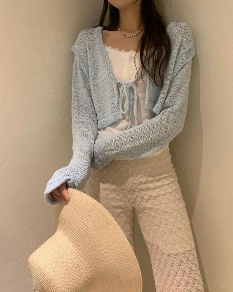 [크림/소라 당일출고]포스터 허쉬 볼레로 가디건 얇은 니트 가디건 4col