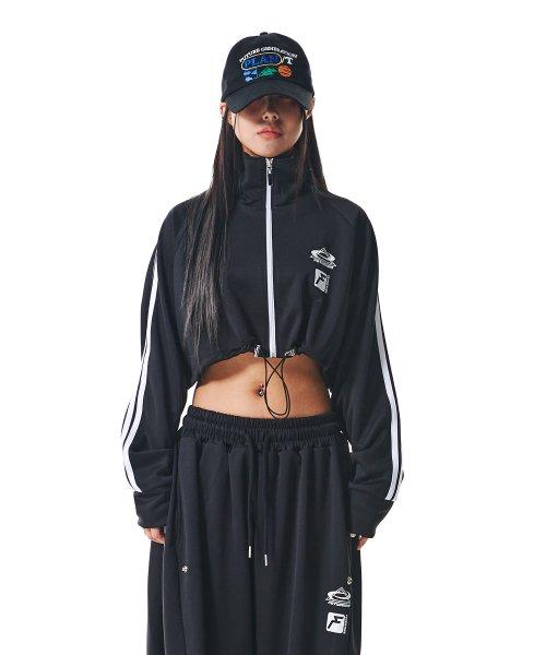 23 라인 크롭 져지 트랙 집업 블랙