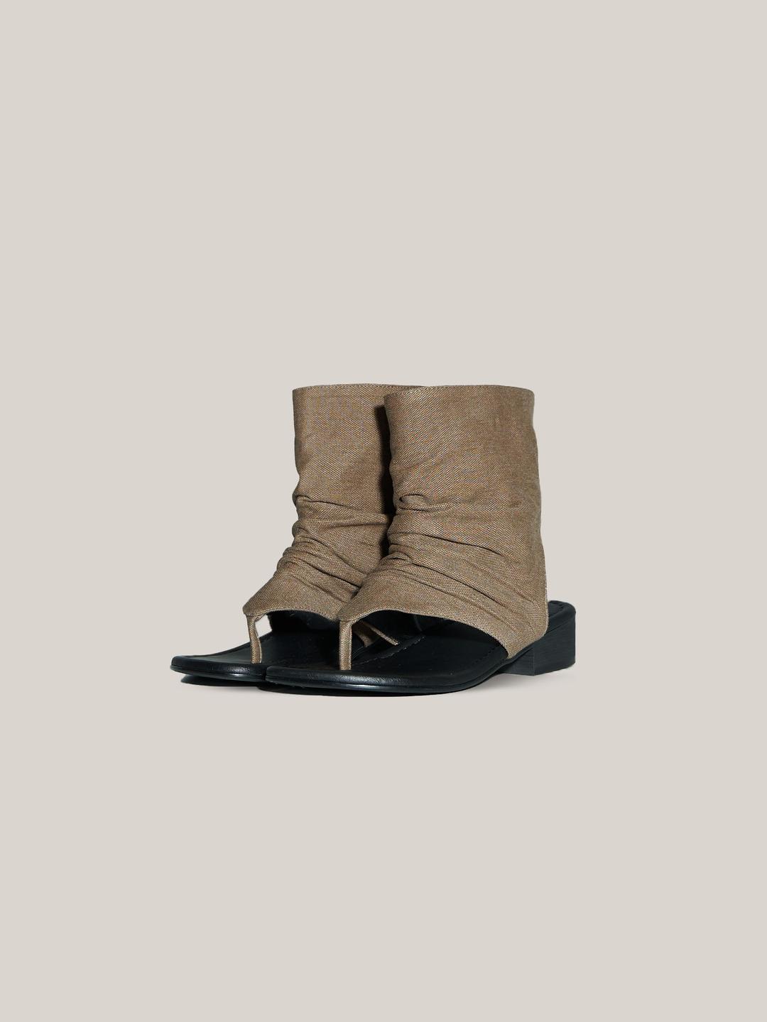 WRINKLE FLIP-FLOP[ BROWN ]