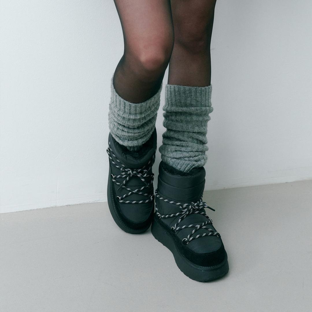 [리뉴얼] 헤더 레이스업 패딩부츠 412346005 (5cm)