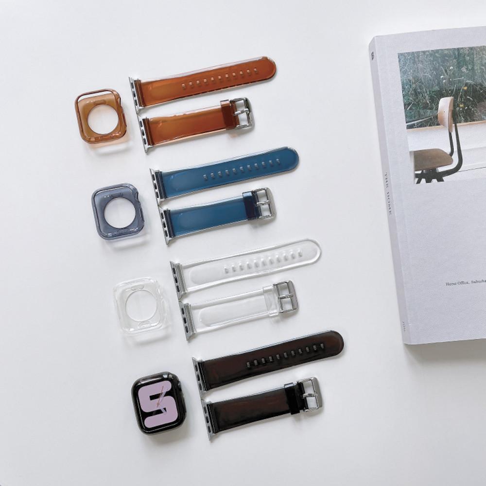 오펜트 애플워치 울트라 9 8 SE2 7 6 5 호환 투명 TPU 컬러 젤리 슬림 스트랩 40/41mm