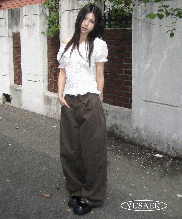 유색 [여름블라우스🤍] 로비 레이스 펀칭 셔링 반팔 블라우스