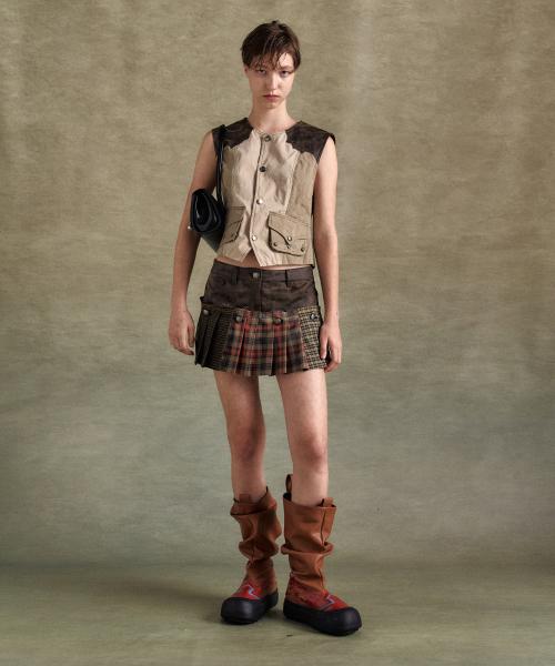 몰리 페이크 레더 마이크로 디태처블 스커트 apa827w(MULTI)