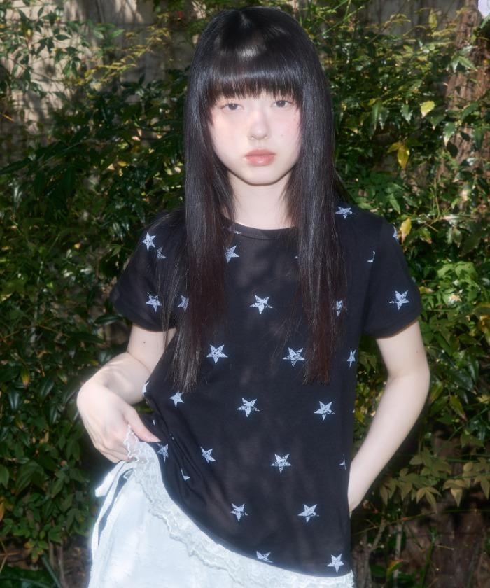 LACE STAR LAYERED TEE (BLACK) F25QB118