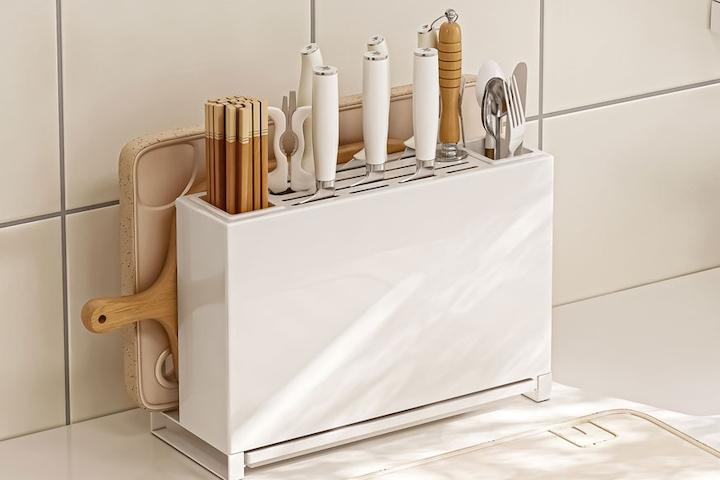 조리도구 깔끔정리! 심플 스탠드 칼꽂이(+수저/도마 보관가능)