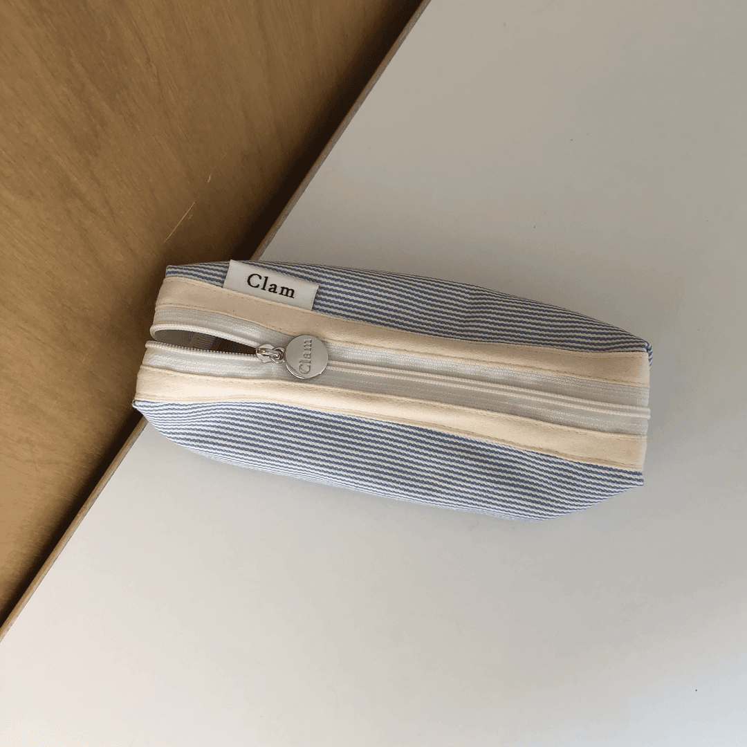 Clam round pencilcase _ Little stripe