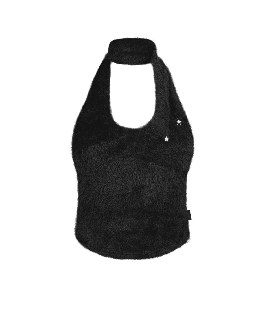 Muffler Knit Halter Top / Black