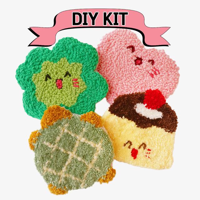 마니랜드 펀치니들 코스터 키트, 티 코스터 DIY 컵받침 만들기 세트 멜론빵 클로버 푸딩