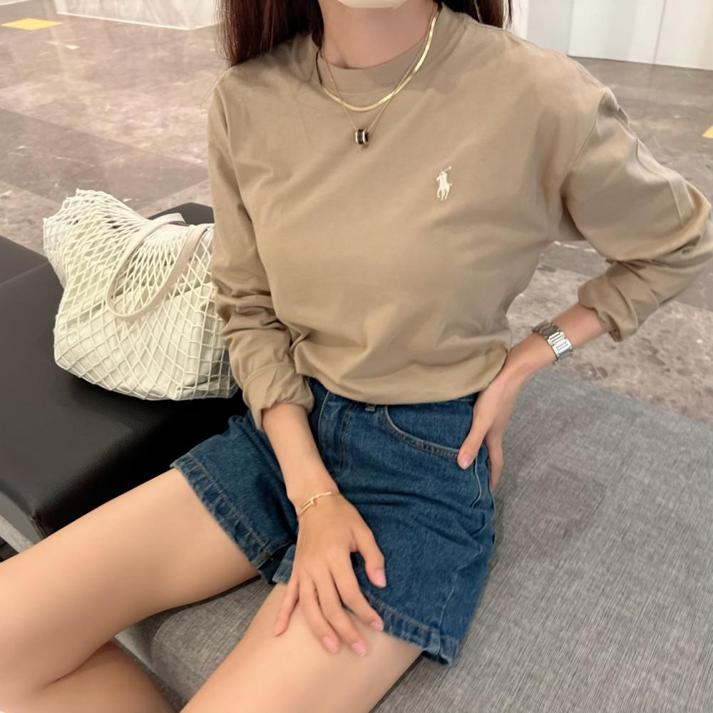 폴로랄프로렌 우먼 라운드 롱슬리브 티셔츠(베이지)