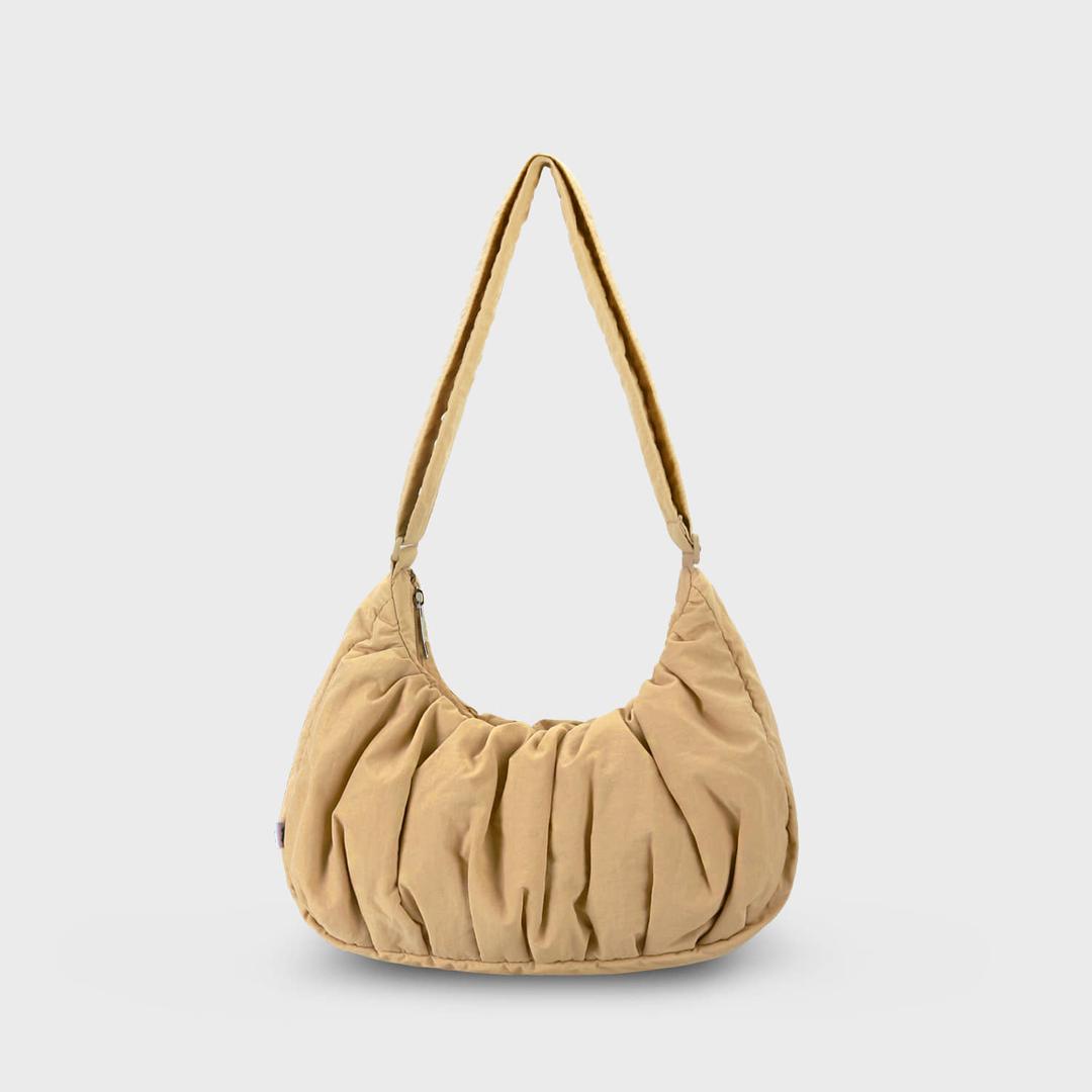 Small Croissant Shirring Cross Bag Oat Milk