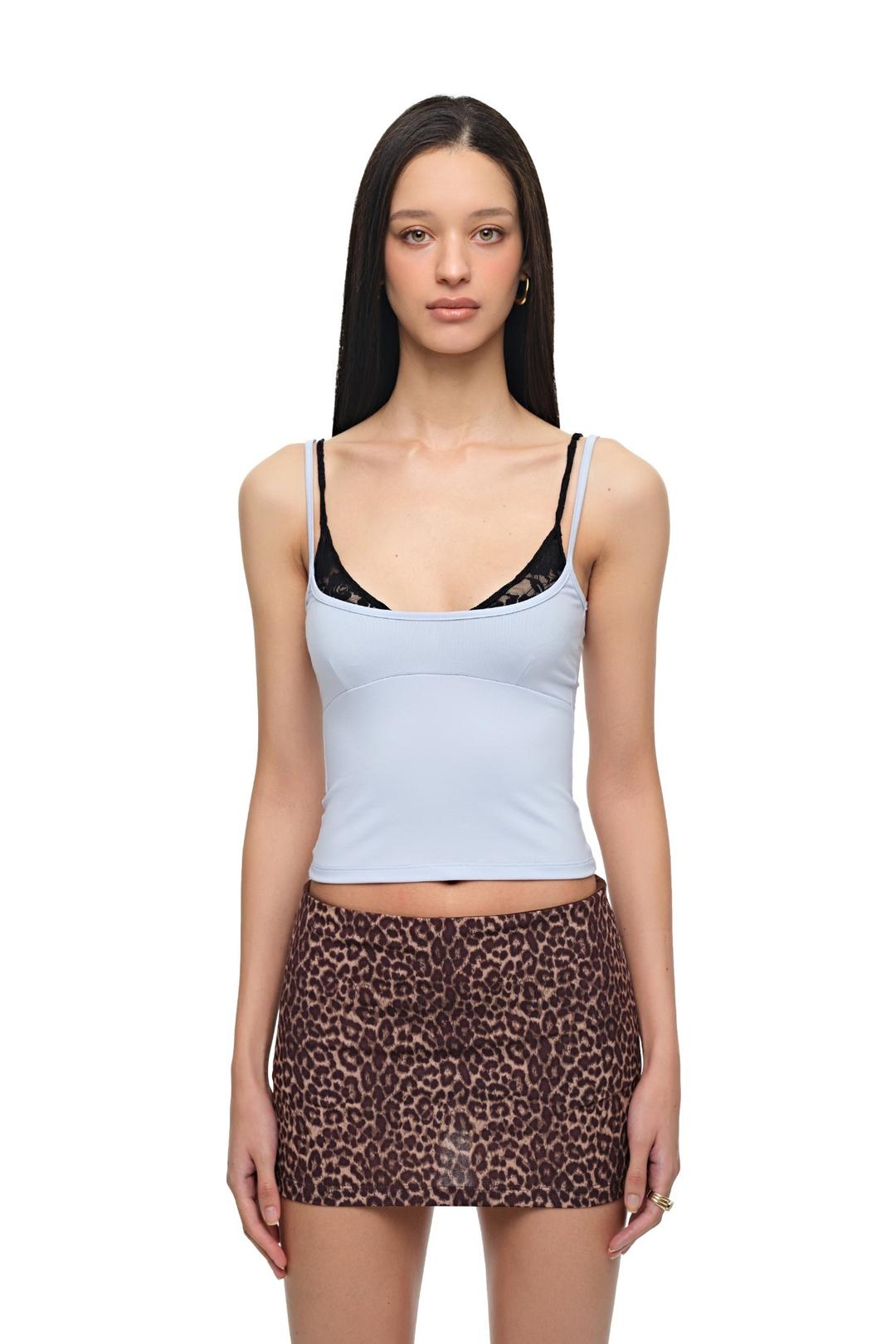 BRA-LAYERED SLEEVELESS TOP (LACE/LIGHT BLUE)