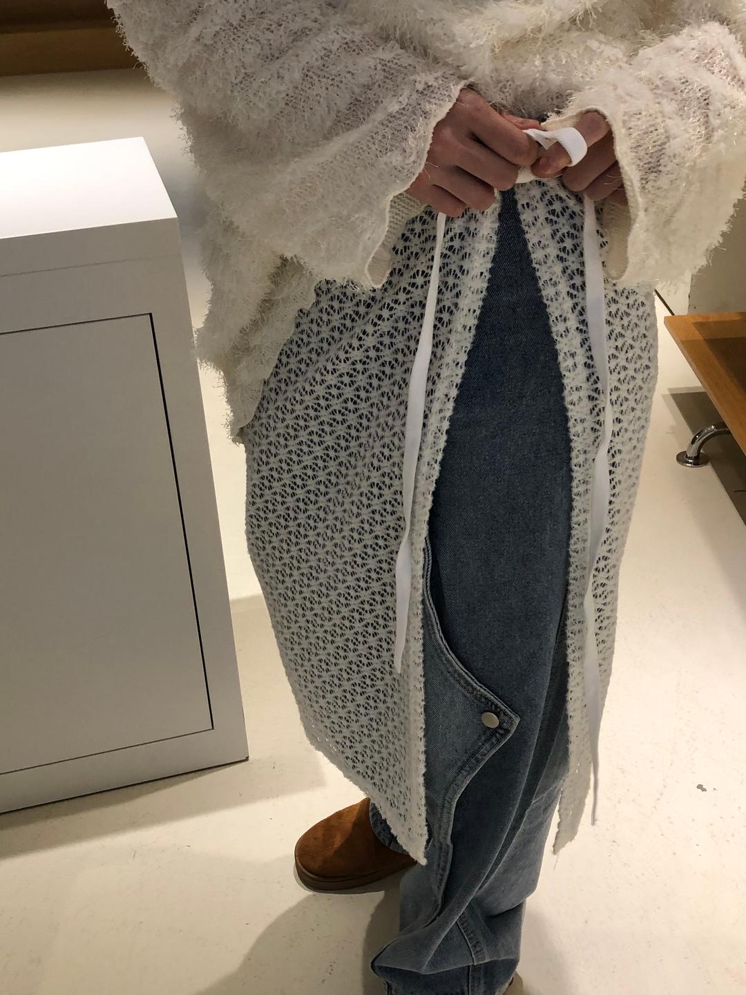 Foret skirt 포렛 레이어드 스커트 미디 랩 리본 에이프런 레이스 치마