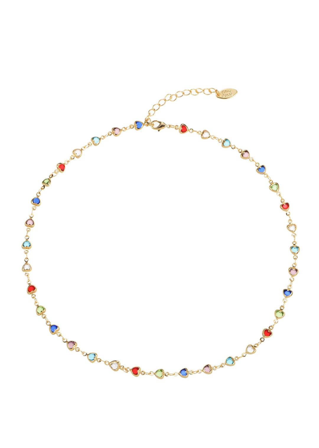 Michelle Colorful Hearts Love Golden Necklace