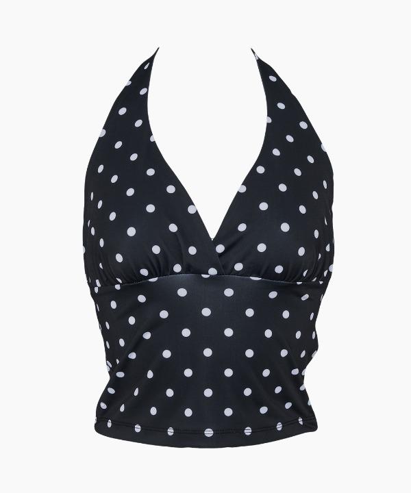 홀터넥 민소매 도트 크롭나시  페미닌 여름 나시탑