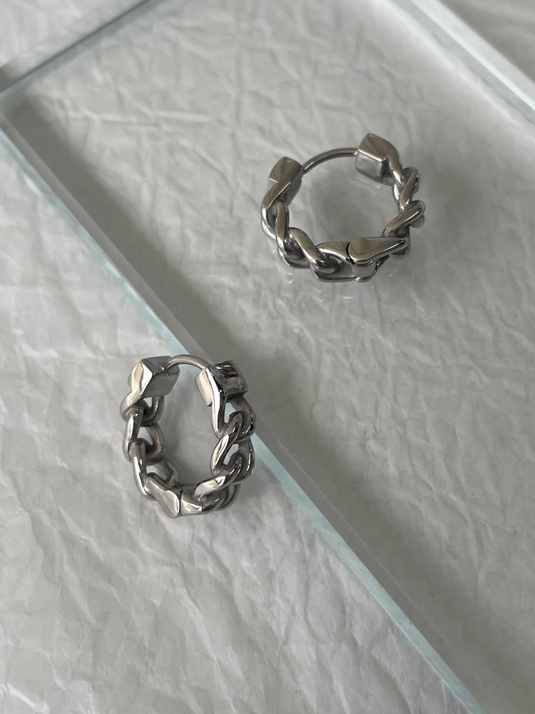 써지컬스틸 체인 볼드 링 피어싱 귀걸이 오김