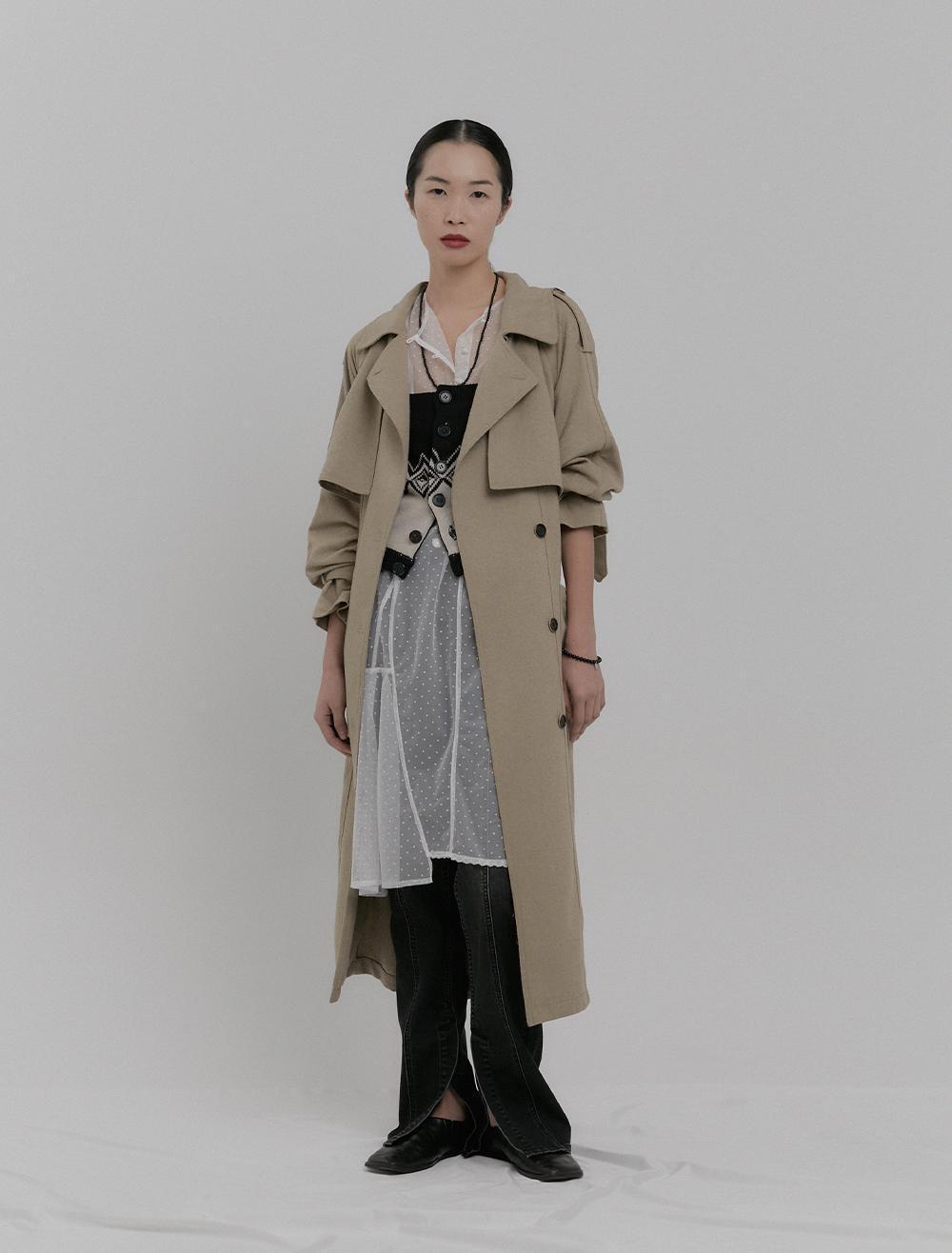PILLING TRENCH COAT [BEIGE]
